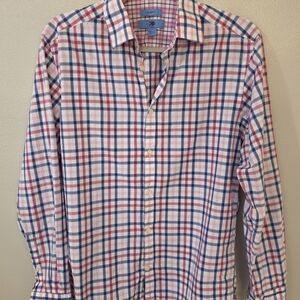 Egara Men's Pink and Blue Checkered Shirt